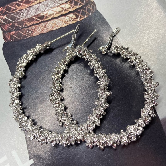 Silver Tone Hope Earrings - Picture 2 of 4